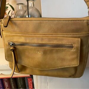 Relic Allie Faux Leather Light Tan Crossbody Shoulder Bag Purse